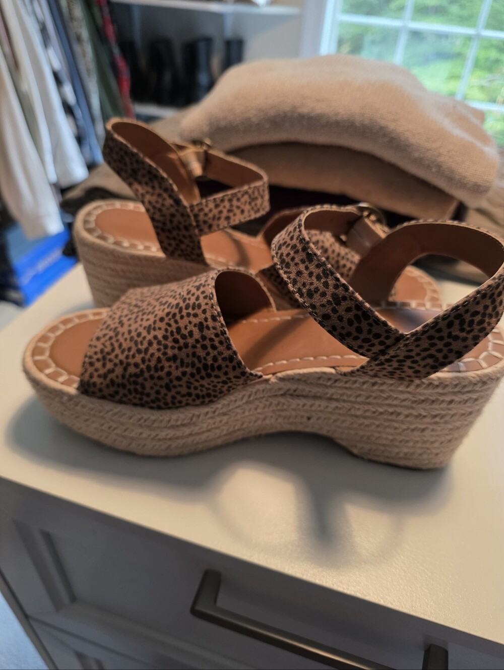 Women's Leopard Espadrille Platform Sandals - Brown